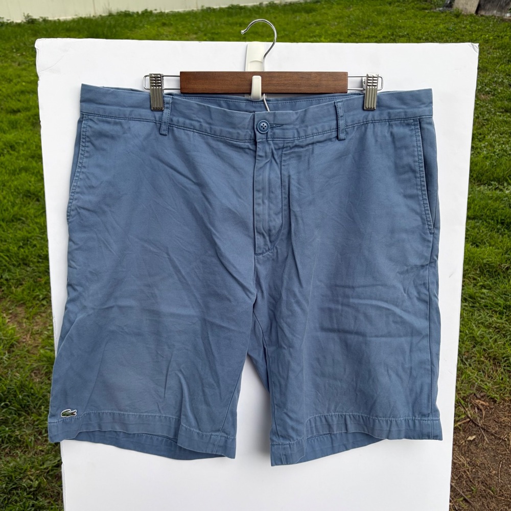 Lacoste Mens Blue Cotton Chino Shorts Size 38‎ FH0561 Classic Fit Twill